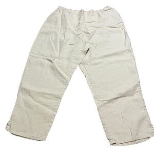 Flax Womens Linen Cream Pants Pull On Cropped Pants Size Large Resortwear